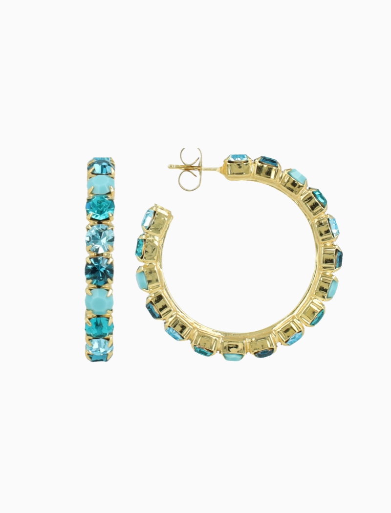 Turquoise oorbellen strass Julliette creool