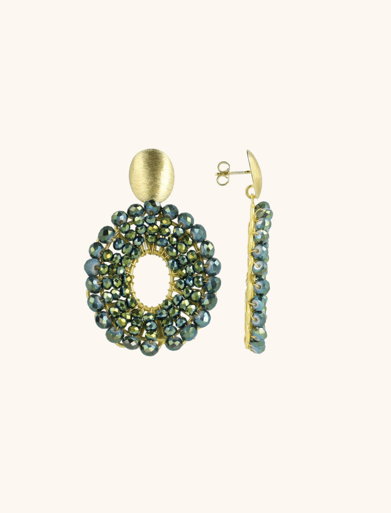 Metallic Green Earrings Mia Oval S