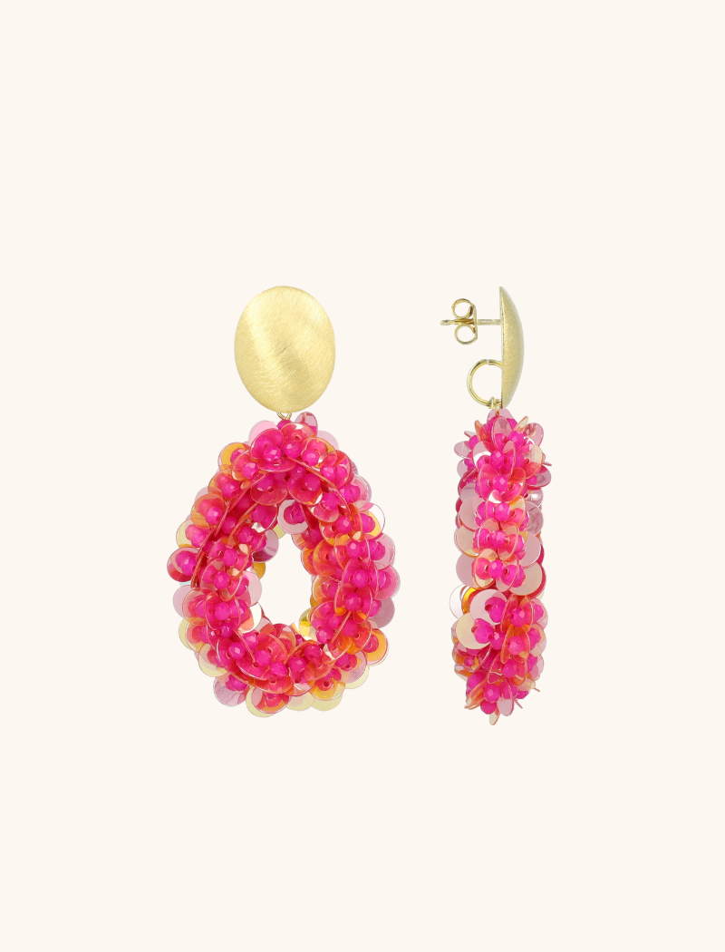 Fuchsia Oorbellen Fenna Sequin Drop M
