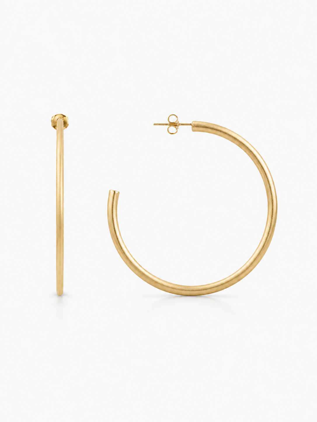 BRASS- Gold Creole Round large Burshed