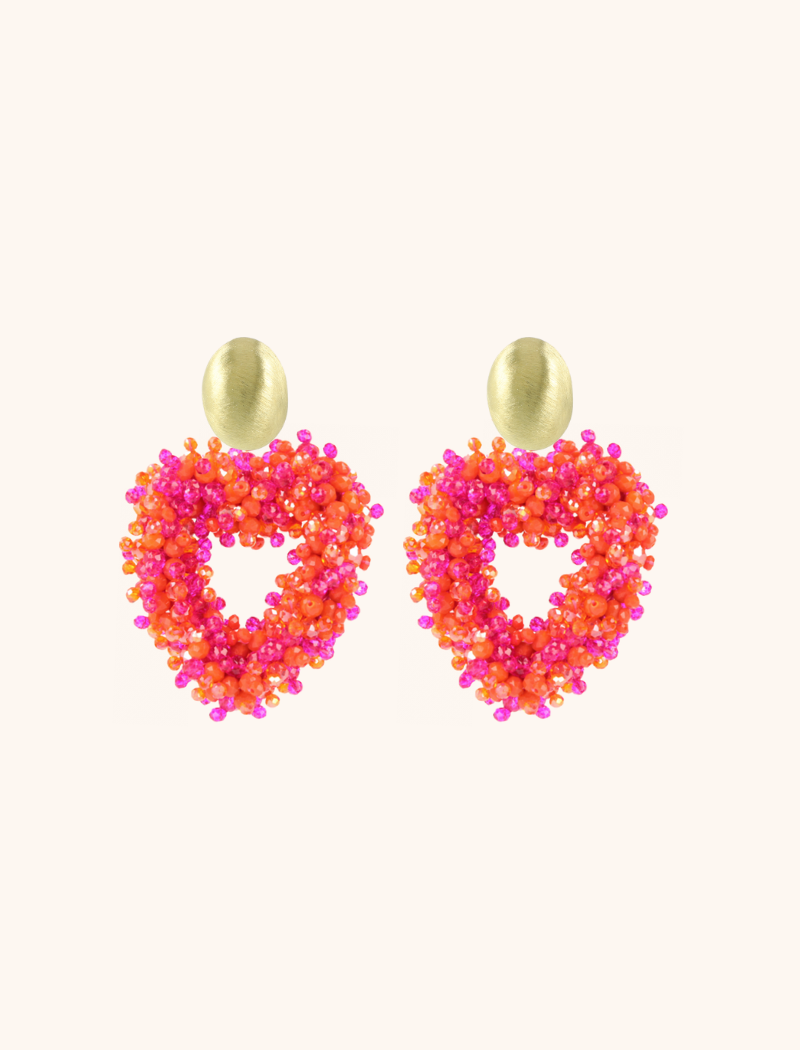 Mixed Fuchsia Heart Earrings Valentina