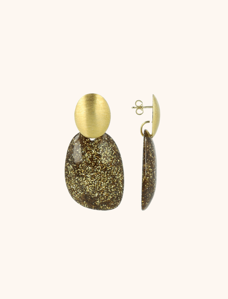 Goudkleurige Glitter Oorbellen Little Sara Asymetrisch Ovaal Slott-theme.productDescriptionPage.SEO.byTheBrand