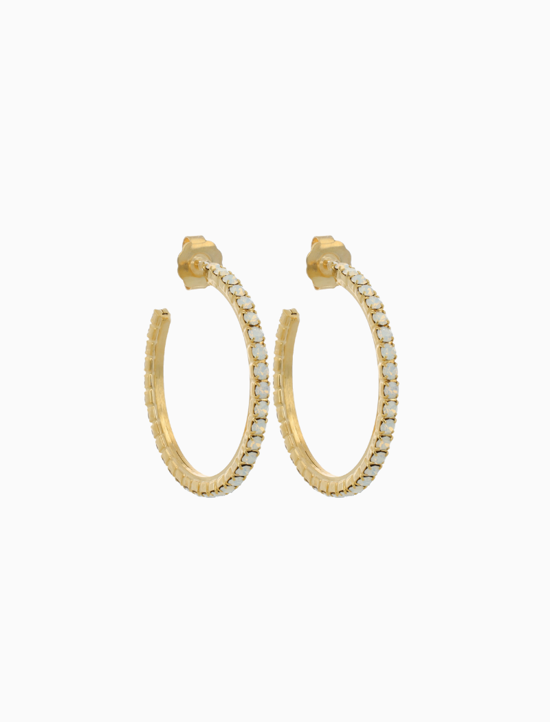 Gouden Oorbellen Tennis Creool White Fine Stones L Noor