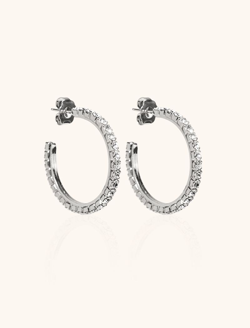 Zilveren Oorbellen Tennis Creool Fine Stones M Noor