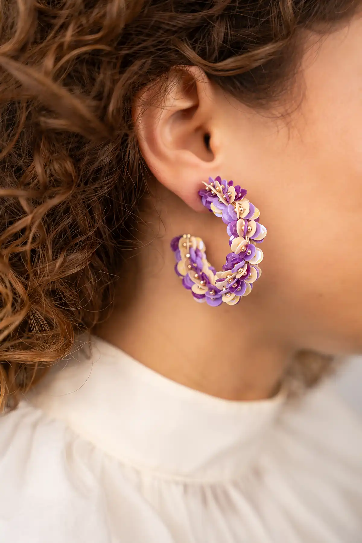 Lilac mix earrings sequin creole M