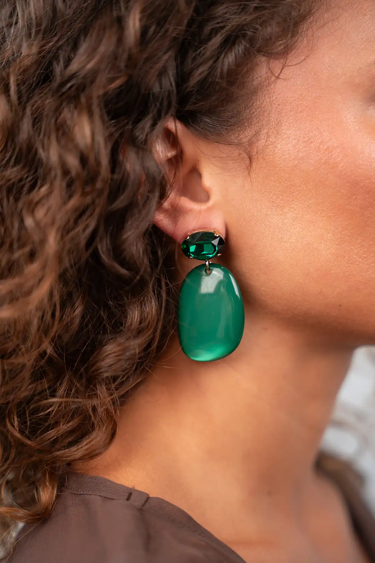 Green Earrings Aurora Asymmetric Oval Llott-theme.productDescriptionPage.SEO.byTheBrand