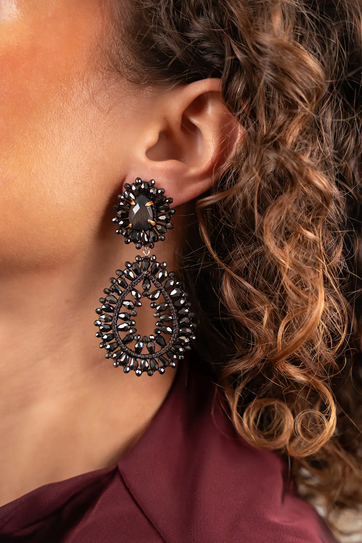Metallic Bruine Oorbellen Apollo Double Drop S/L