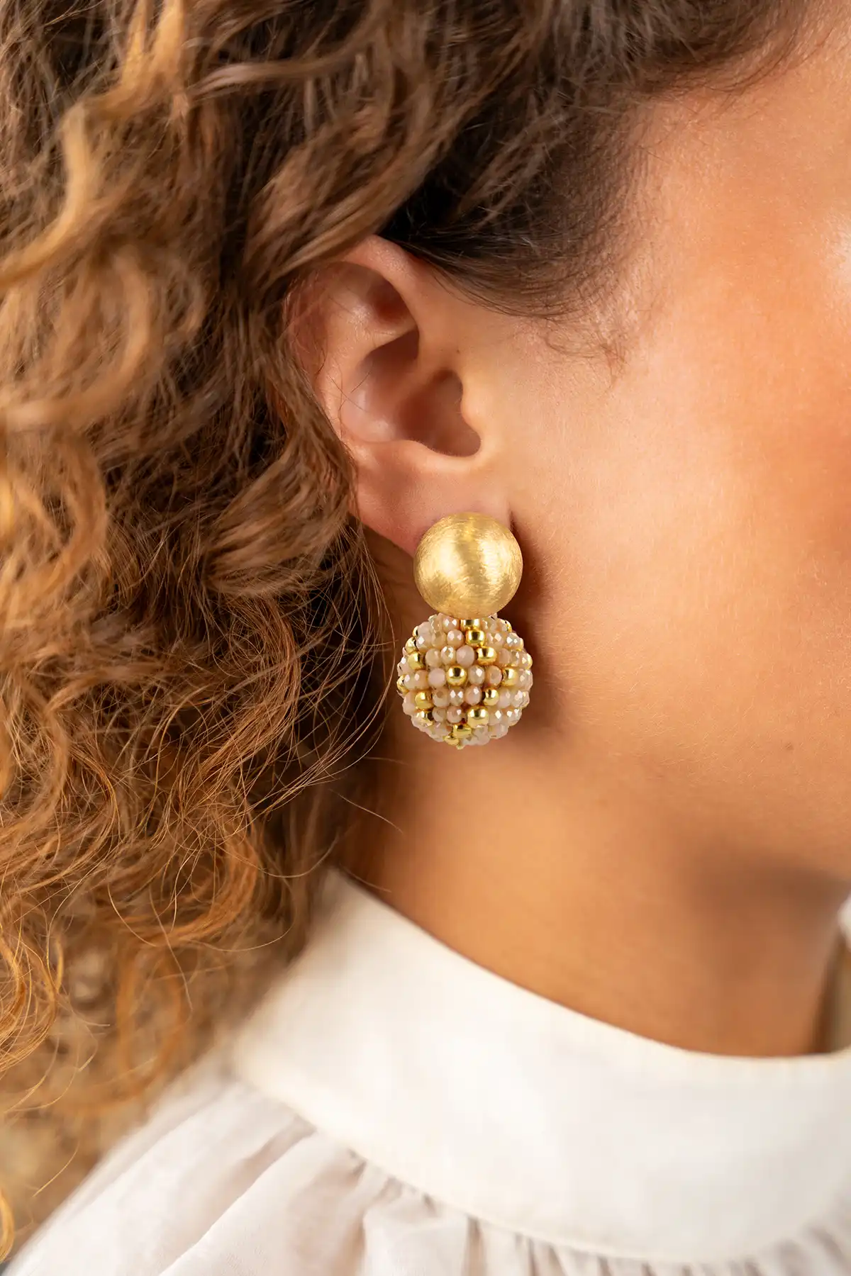 Beige Tangerine Oorbellen Lexi Globe L