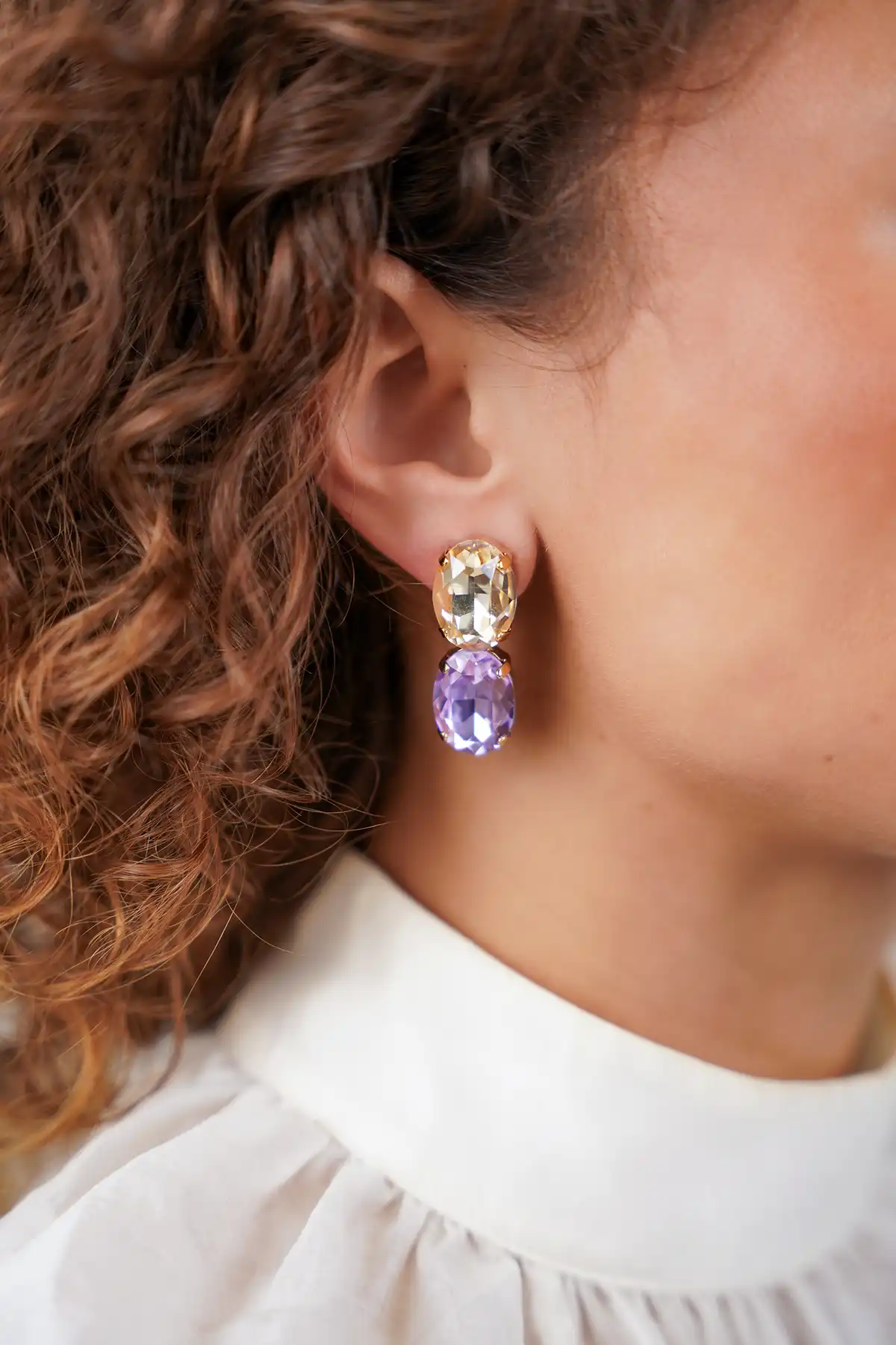 Shadow/Violet Earrings Maudi Oval 2 Stones Waterfall Mlott-theme.productDescriptionPage.SEO.byTheBrand