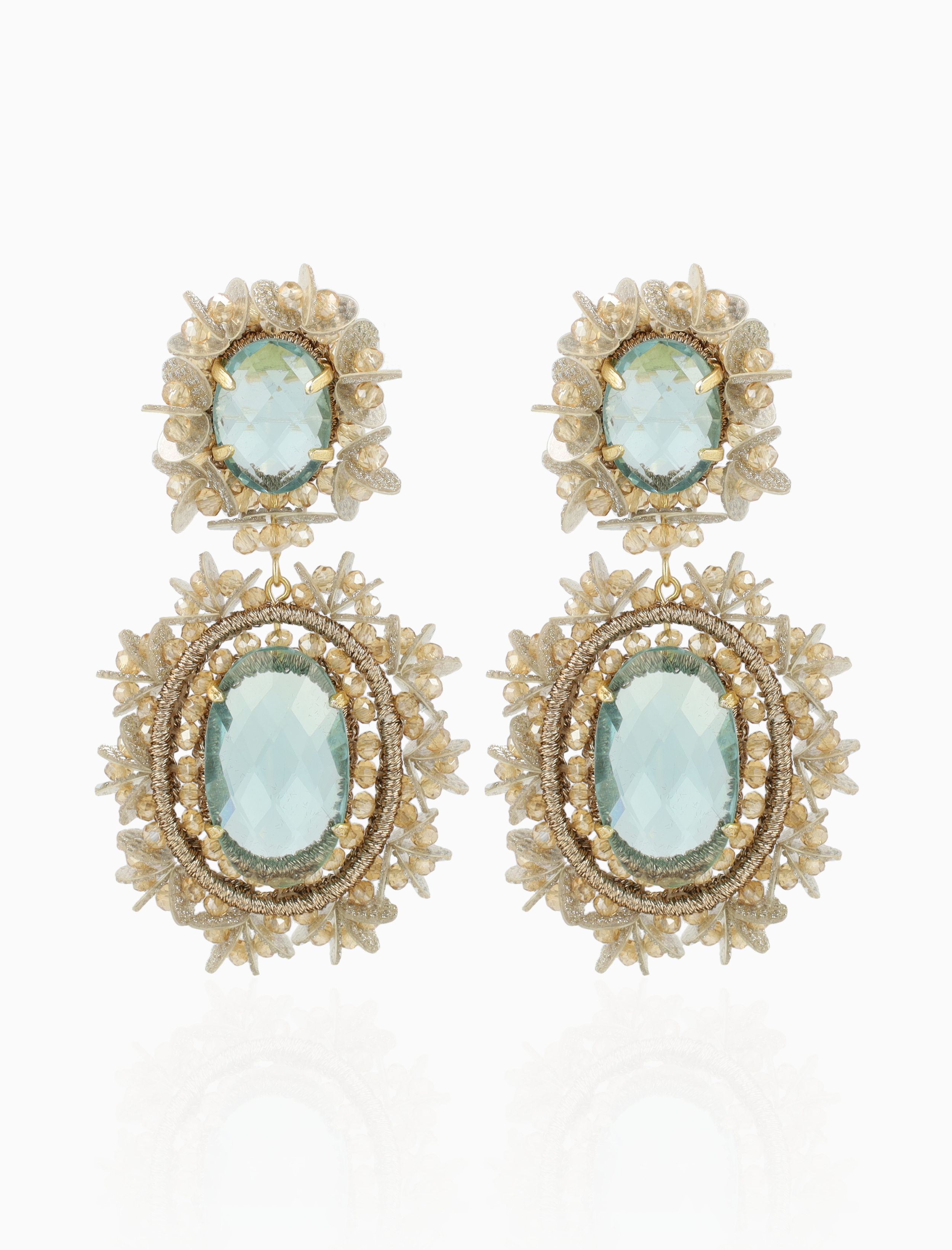 Nude/Emerald Ohrringe Lara Pendant Double L