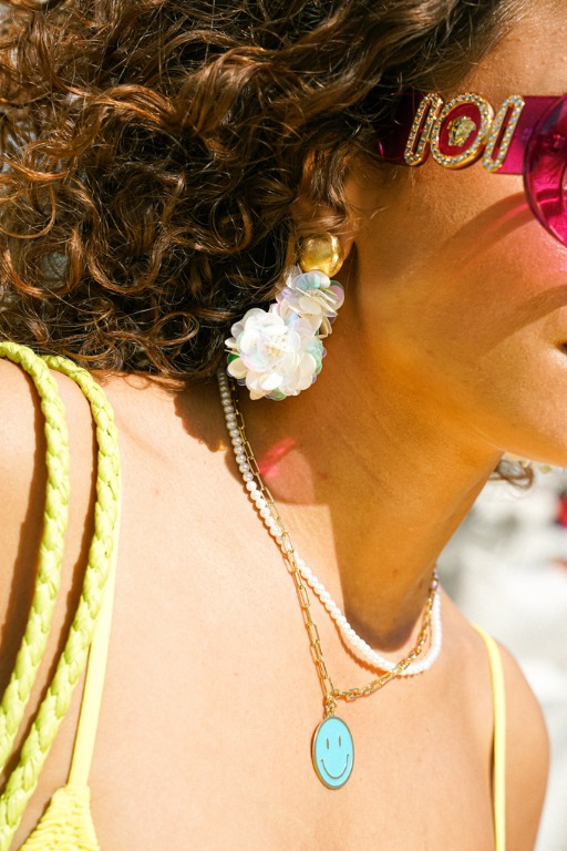 Sequin earrings Holo pearl Pixie Double globe