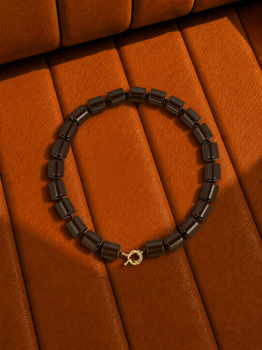 Choco Ketting Met Rondell Steentjes XL