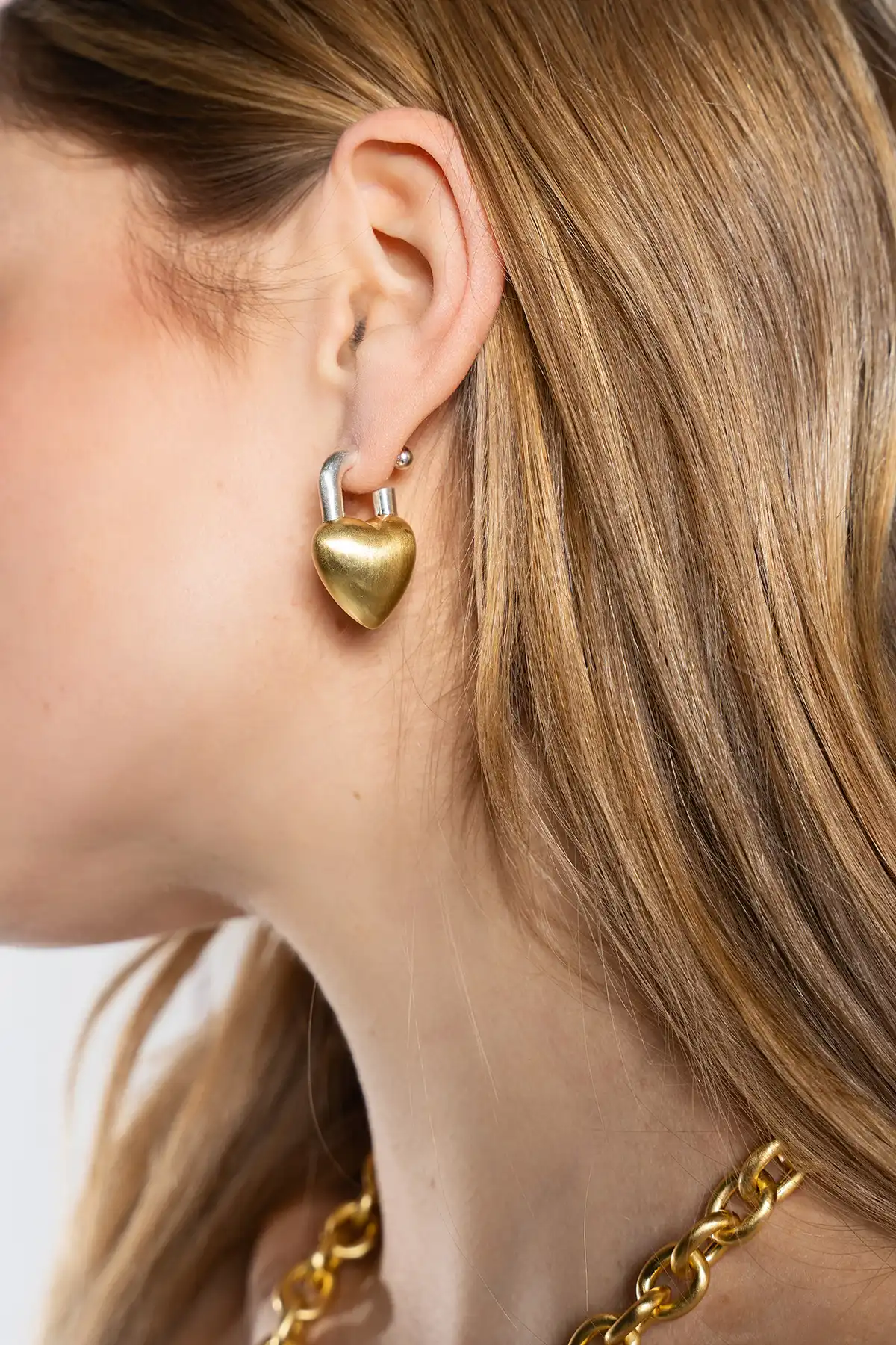 Oorbellen Zilverkleurig Slot Hart M Amour