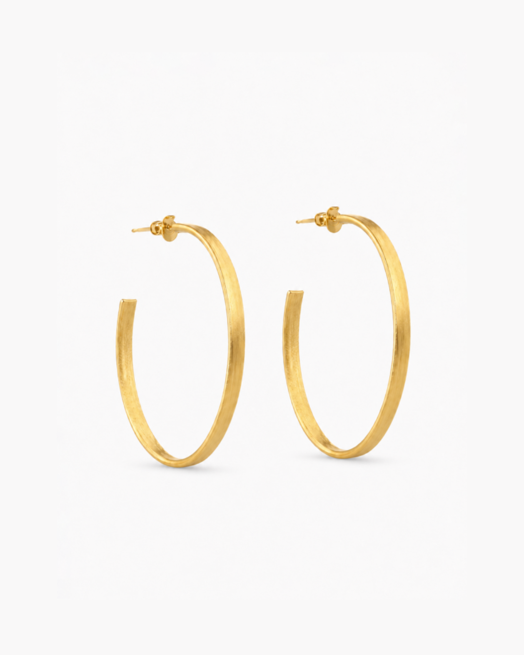 Brushed Gold Oorbellen CL Earring Creole Oval Small Brass