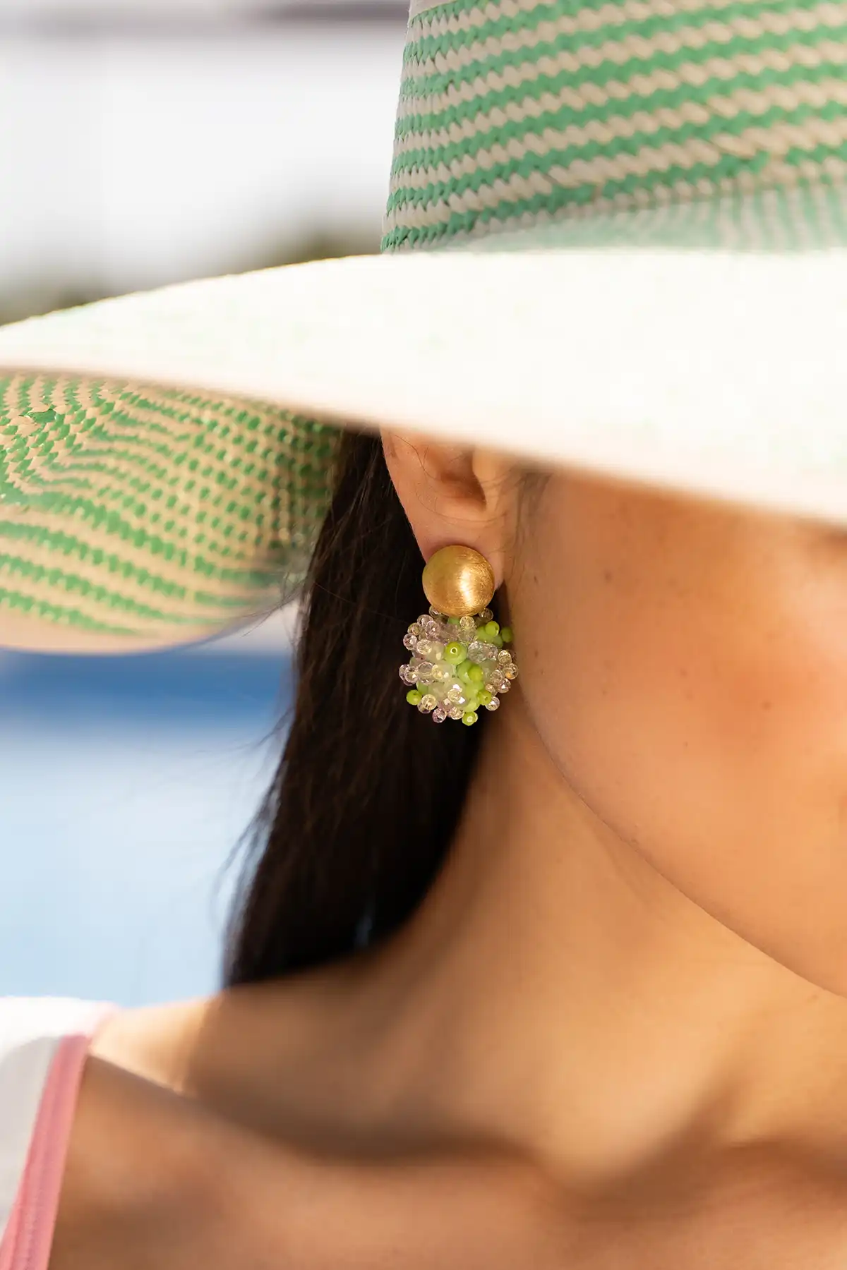 Lime Mix Oorbellen Jacky Globe S Double Stones