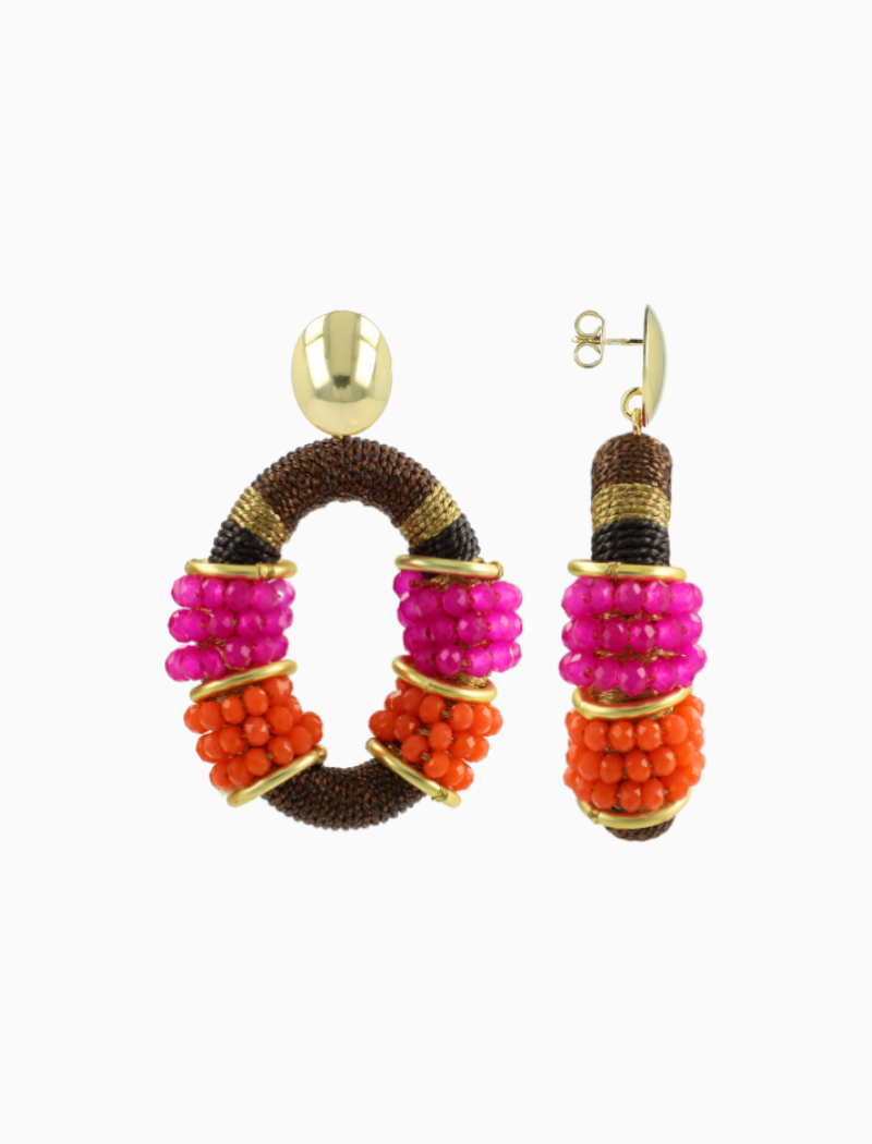 Bruine Fuchsia Oorbellen Elle Ovaal Deluxe M