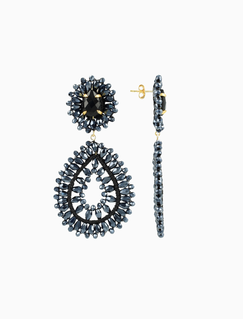 Blaue Tropfen-Ohrringe, Apollo  doppelt