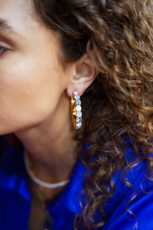 Blue Earrings Strass Julliette Creole
