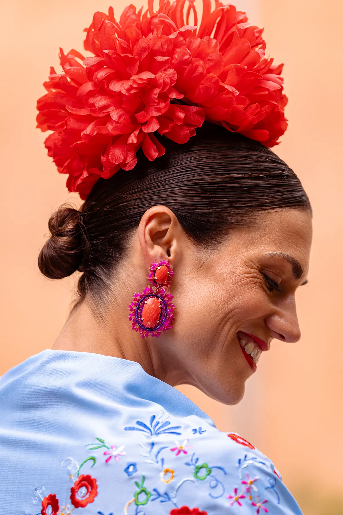 Fuchsia Ohrringe Lara Hangeohrringe Doppelt mit Pailletten L  