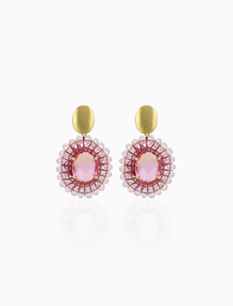 Rosa Ohrringe Oval with Stone XS Mikky