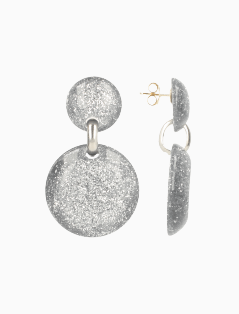 Zilveren Glitter Oorbellen Xenia Rond Medium