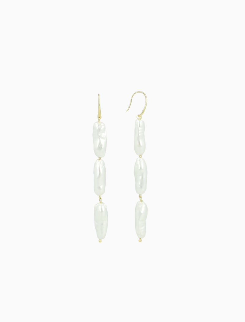 Triple Long Shells Earrings - Pearl