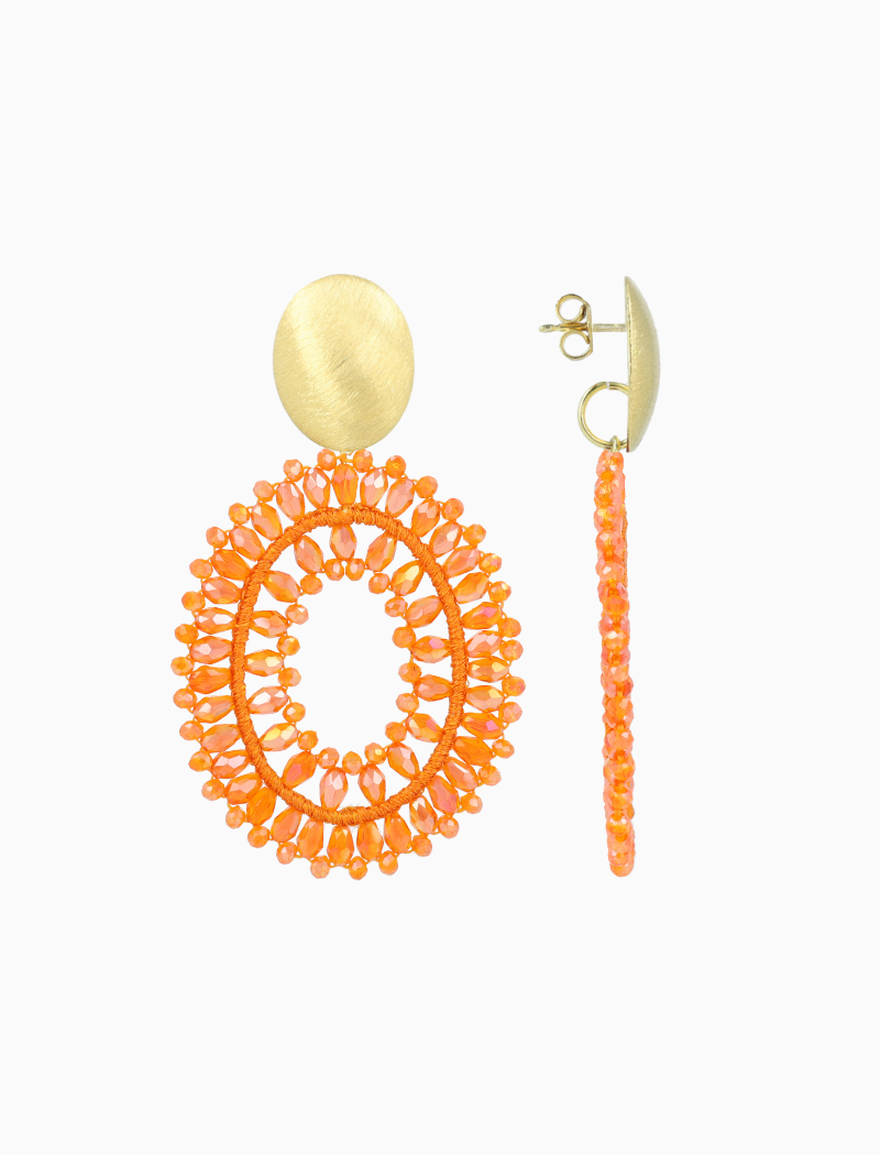 Oranje oorbellen Noa ovaal L