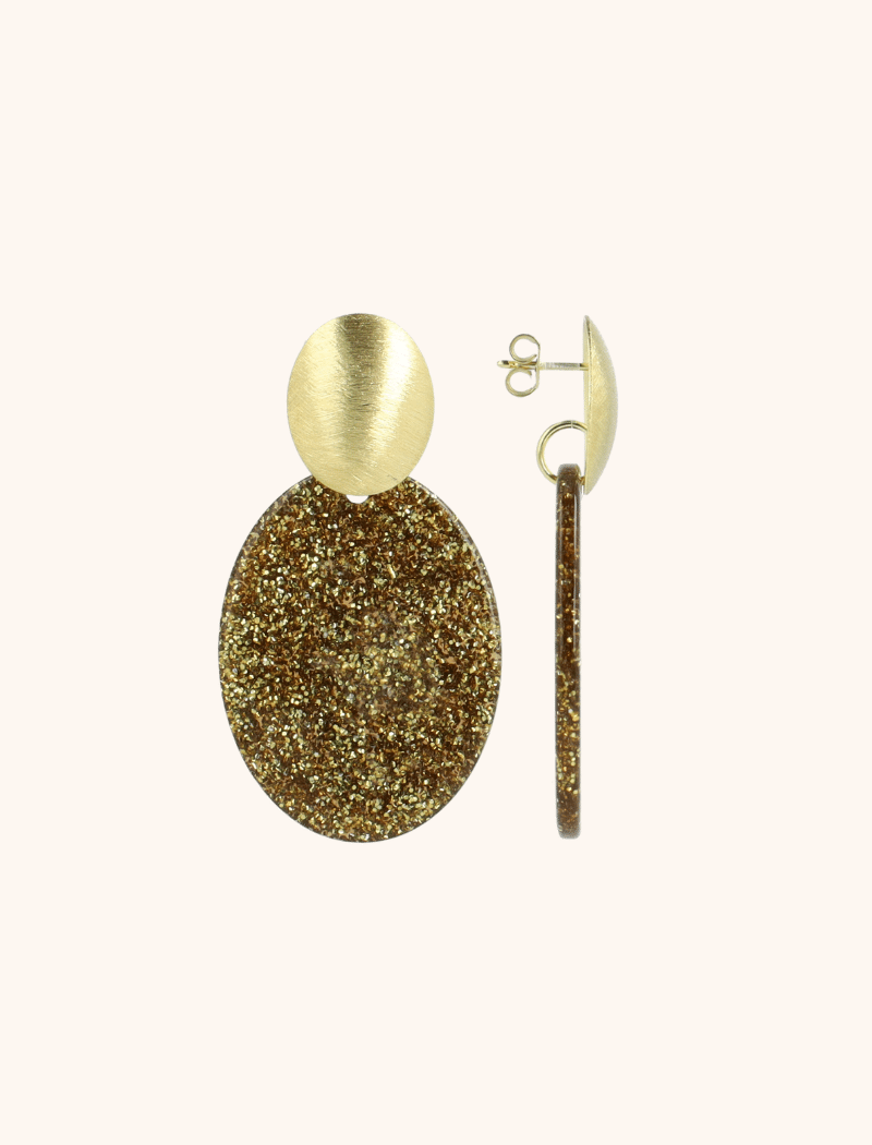 Goudkleurige Glitter Oorbellen Celia Ovaal Slott-theme.productDescriptionPage.SEO.byTheBrand