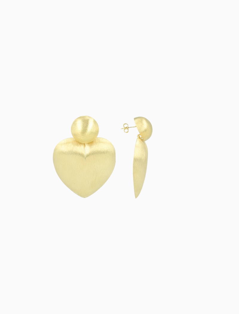Classic Earrings Brushed Heart M