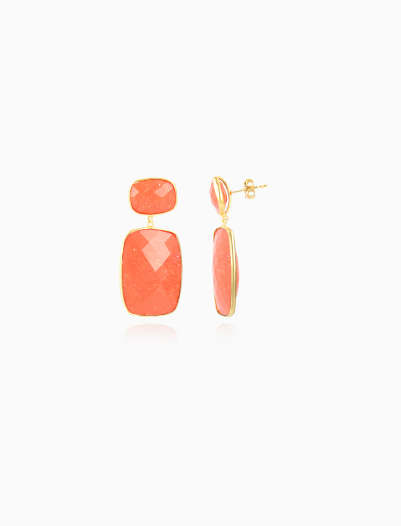 Oranje Oorbellen Mint Quartz Vierkant