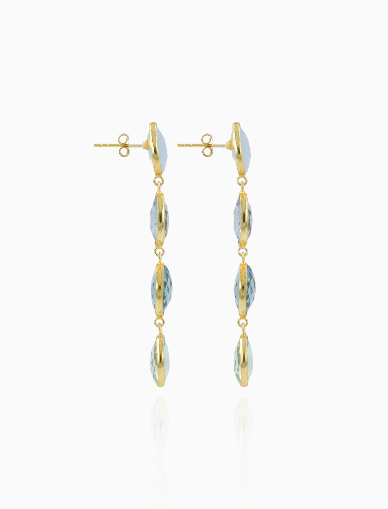 Blauwe Oorbellen Four Framed Stones with Pin Anya