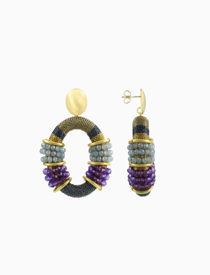 Eisblau Lila Ohrringe Elle Oval Deluxe