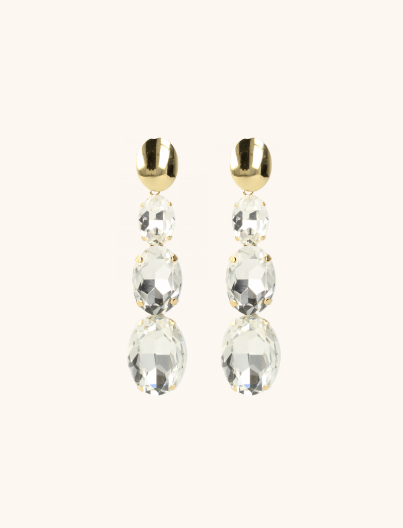 Kristalkleurige Strass Oorbellen Oval Tripple Lenne L
