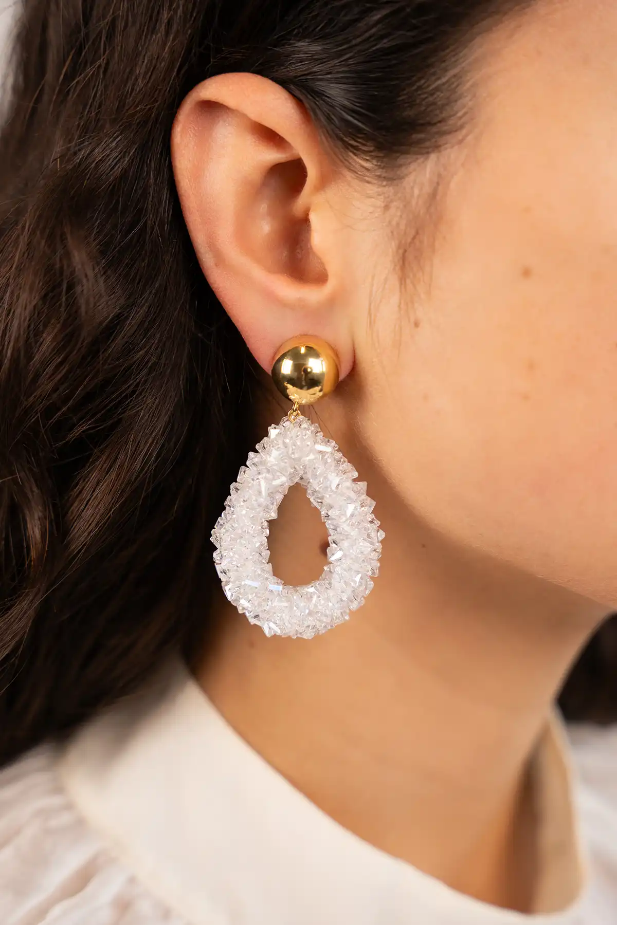 Crystal Earrings Marieke Drop L Raw Clip