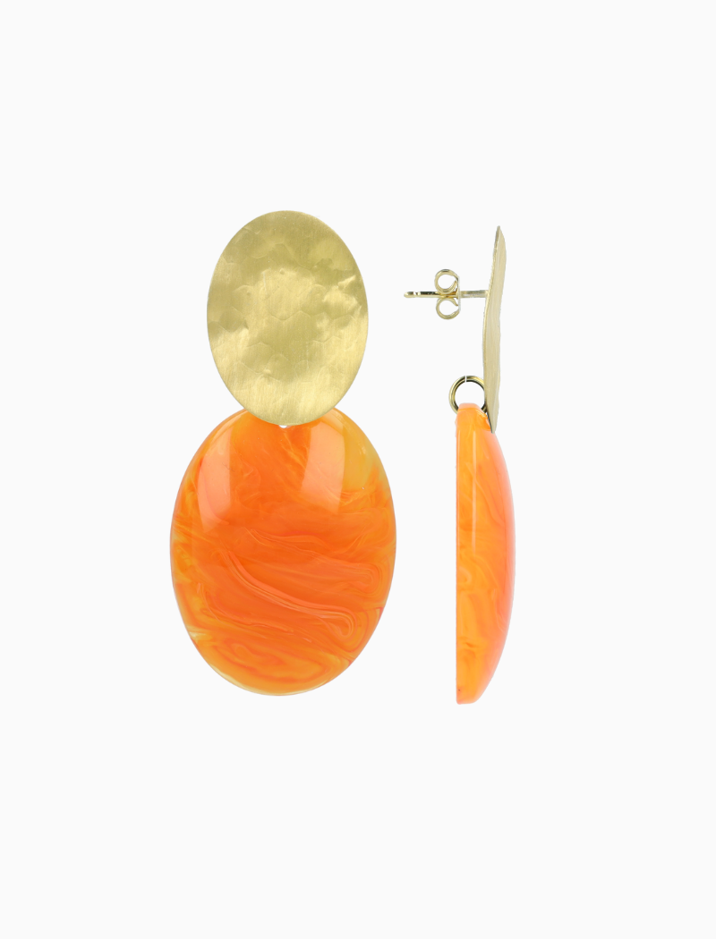 Orange earrings Sirius Oval S lion