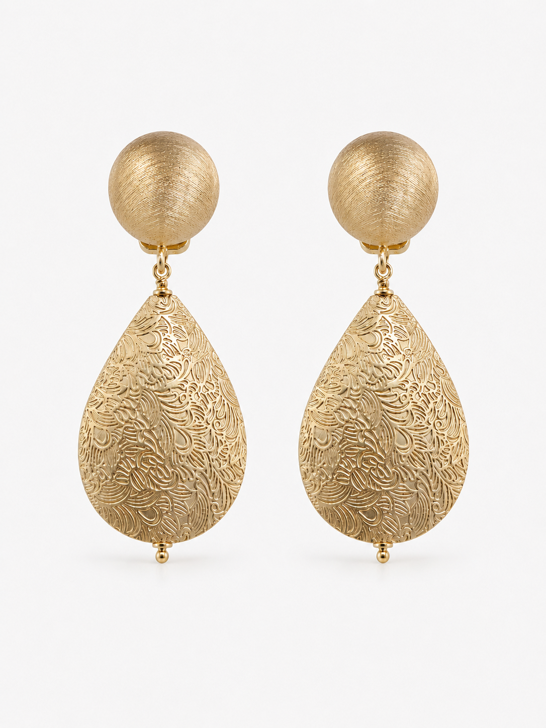 Earring Drop L - Decorated Gold