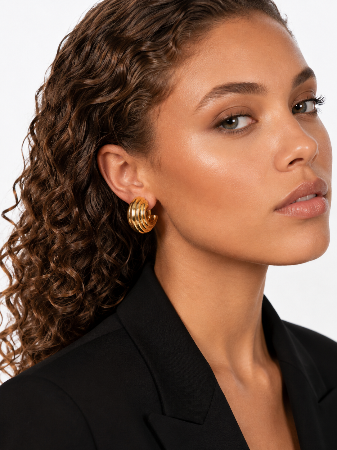 Brass- Classic Oorbellen Horizontal Bumps S