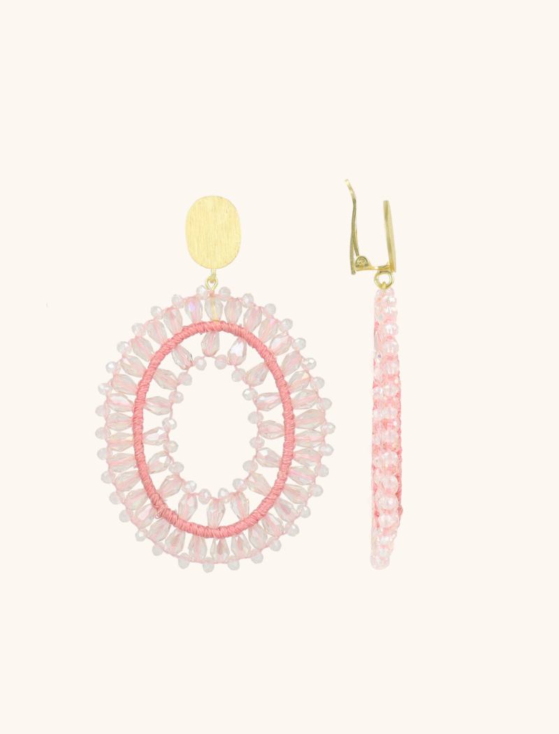 Roze Oorbellen Noa Ovaal Dubbel L Cliplott-theme.productDescriptionPage.SEO.byTheBrand