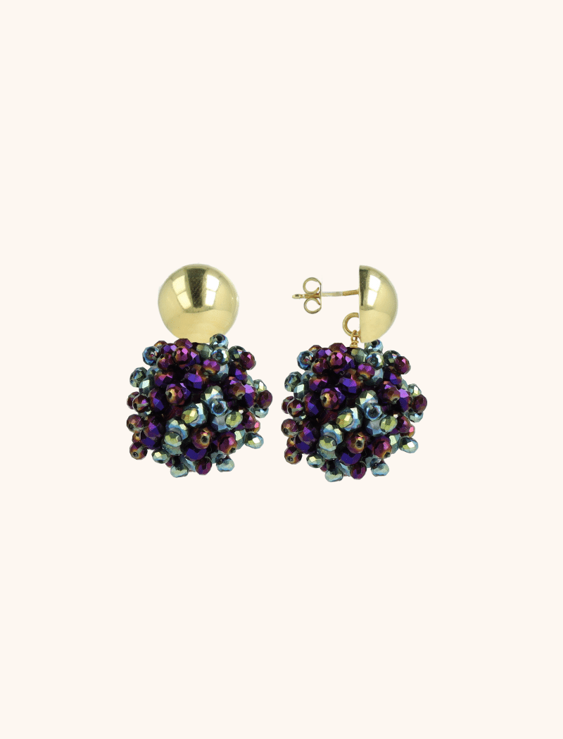 Metallic Green Purple Earrings Jacky Double Stones Globe S