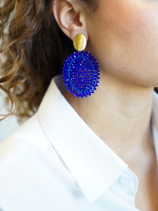 Royal blue earrings Do Oval