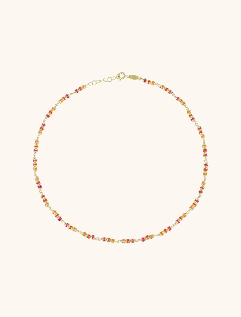 Goudkleurige Ketting Fuchsia/Orange Glasberry S
