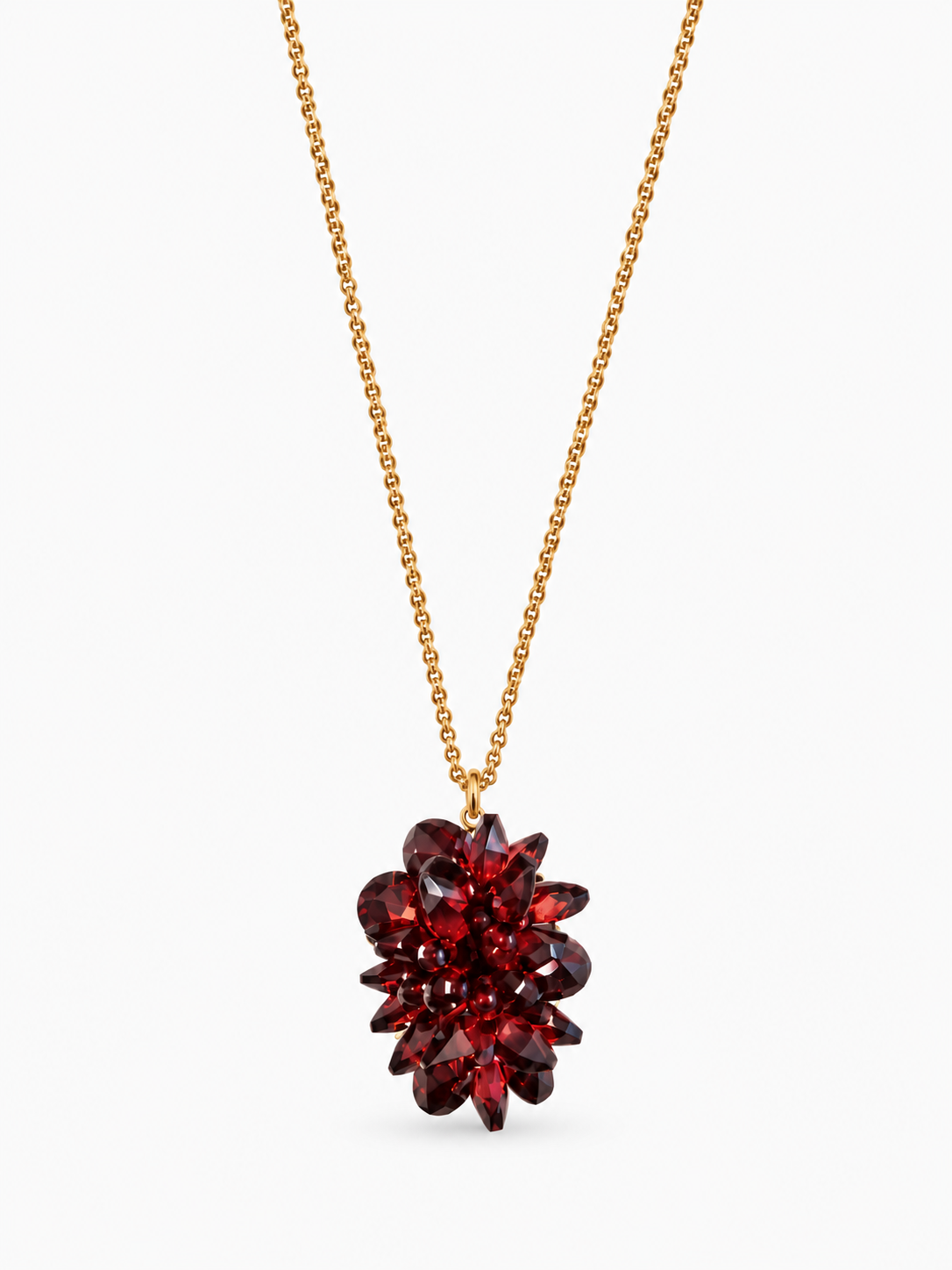 Bordeaux Thick Oval Crystal Sequins Necklace Sam