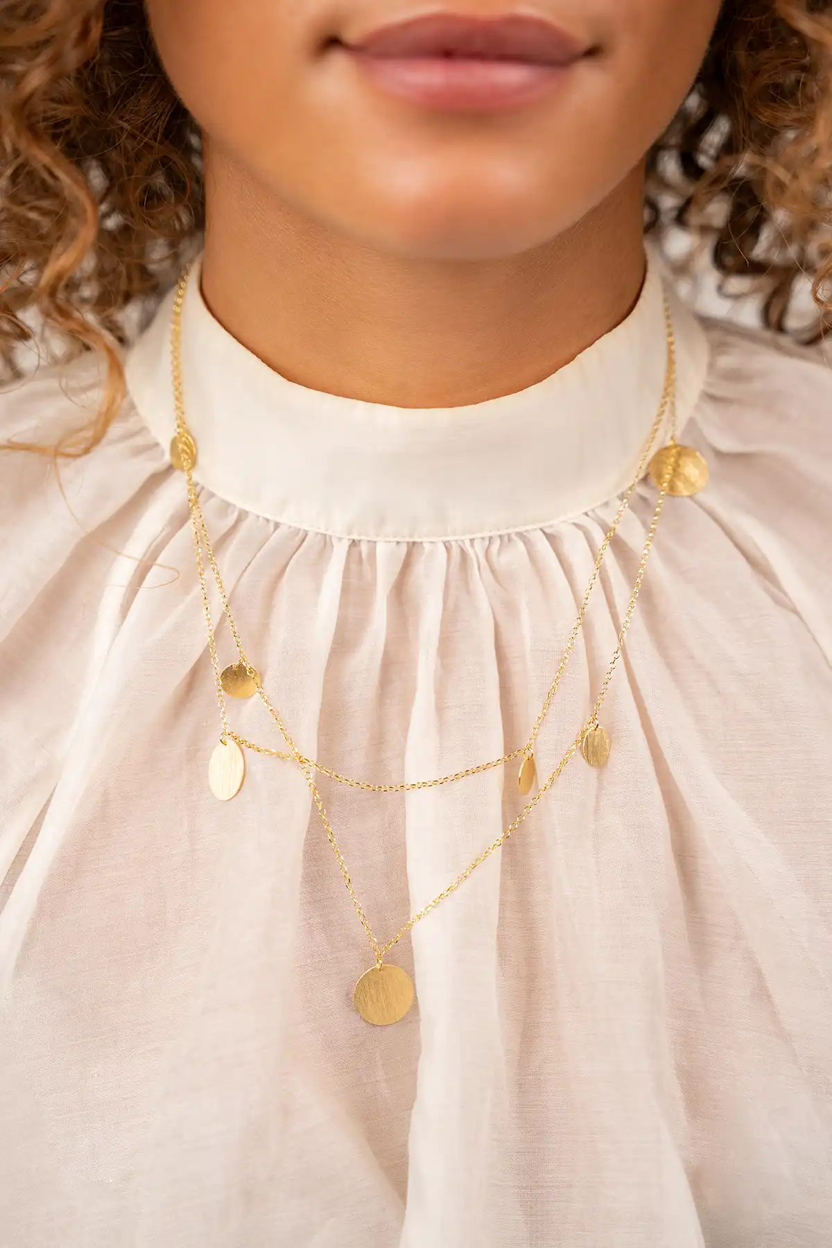 Gold Necklace Irregular Stones Brushed | Lott Gioielli