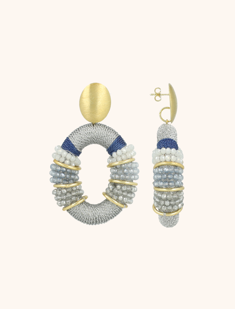 Blauwe Oorbellen Elle Combi Oval Deluxe L