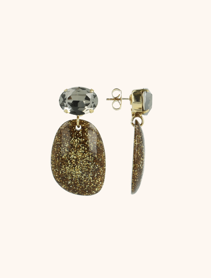 Goudkleurige Oorbellen Little Sara Asymetrisch Strass Ovaal Slott-theme.productDescriptionPage.SEO.byTheBrand