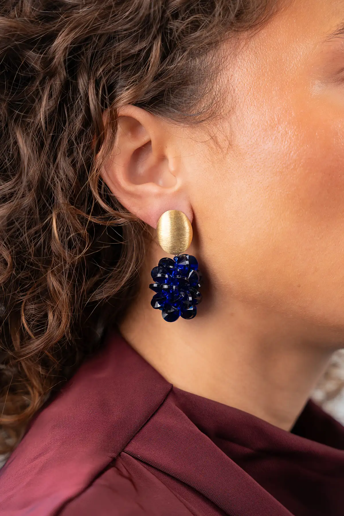 Dark Blue Oorbellen Crystal Grape Sam