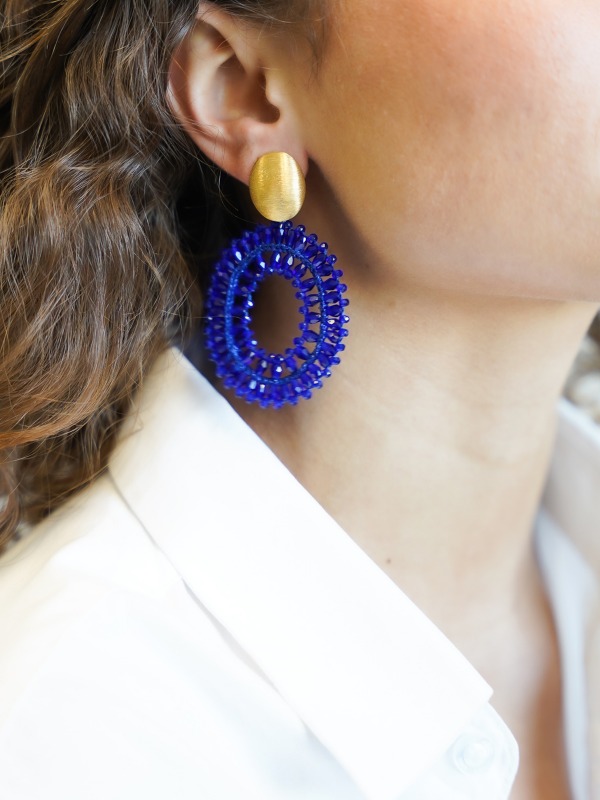 Royal blue earrings Noa Double Stones Oval L