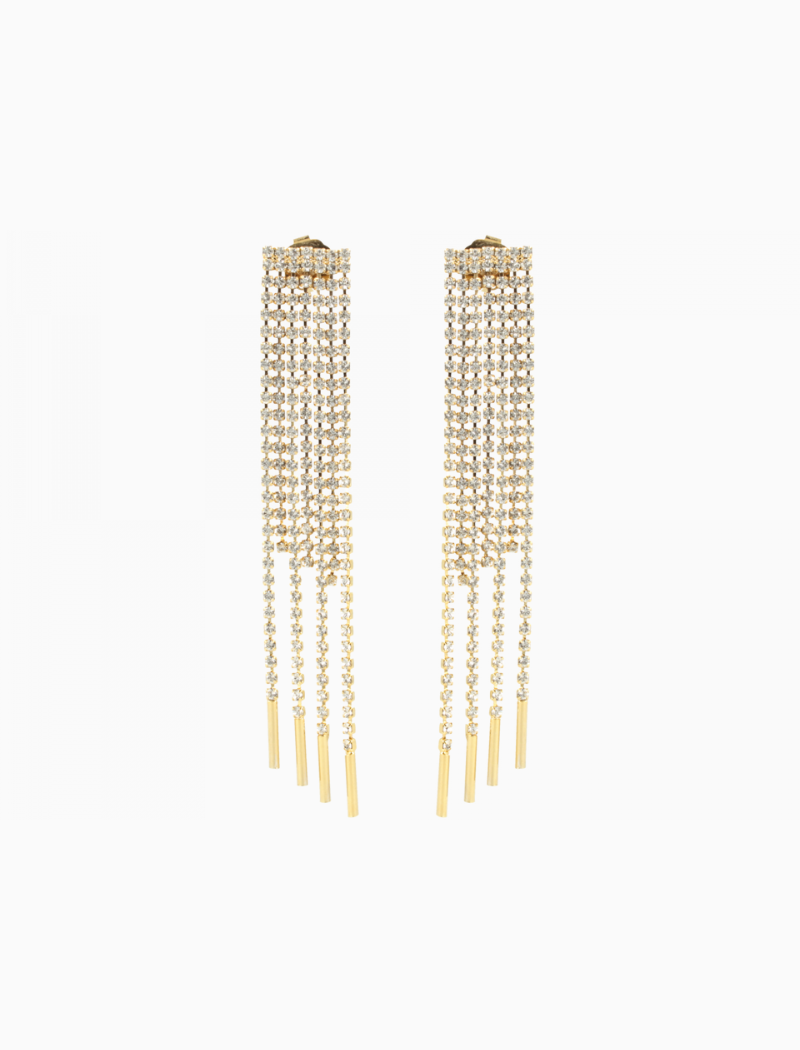 Crystal Strass Earrings Waterfall Square Mies
