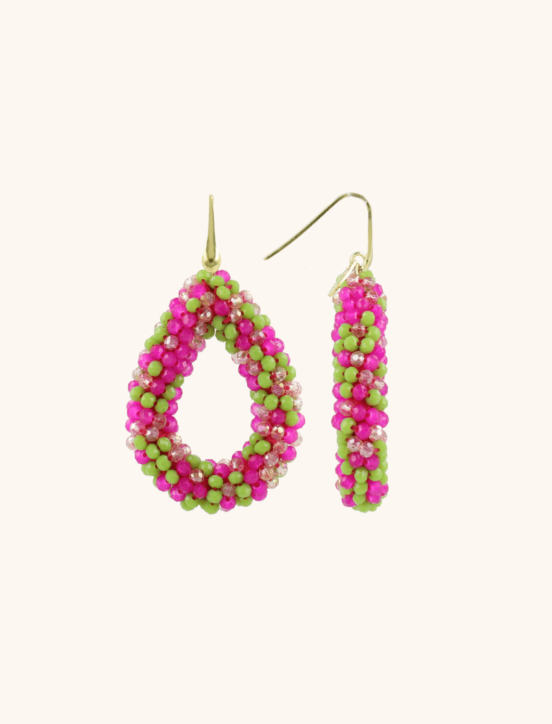 Fuchsia Lime Oorbellen Berry Druppel L