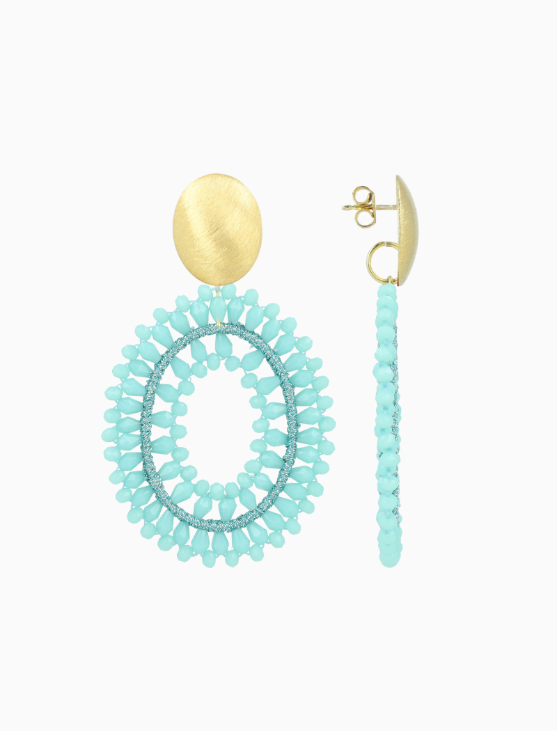 Blauwe oorbellen Noa ovaal L